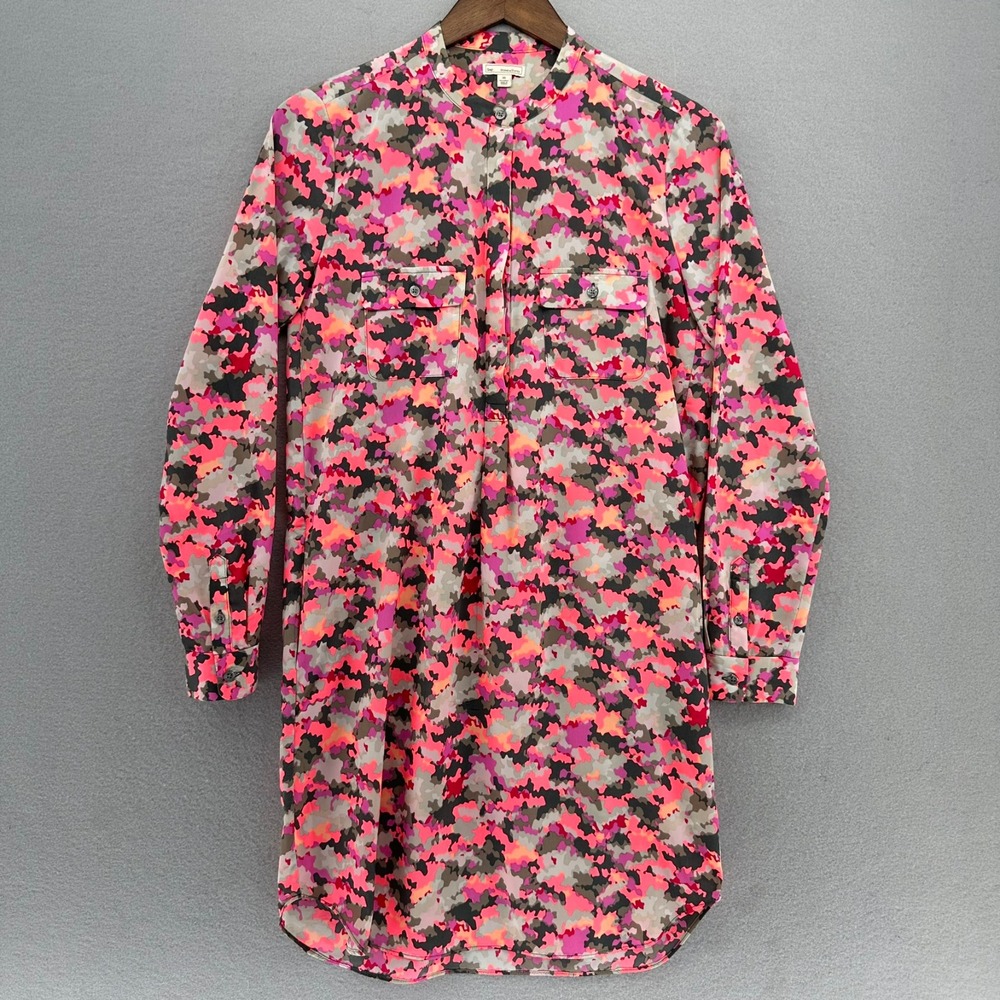 2013 GAP Camo Shirt Dress Pink Multi Long Sleeve Pockets SZ XS Lagenlook